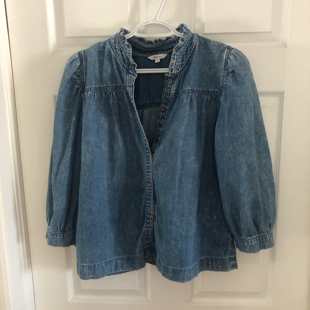 Sweet Blue Denim button up Maryjane jean Shirt